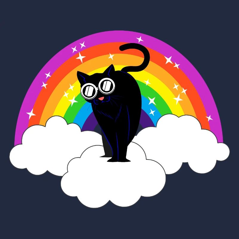 Kidcore Regenbogen Schwarze Coole Katze Geschenk