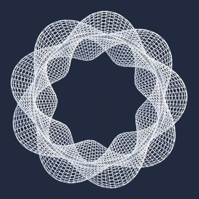 Gedrehter 3D Ring Wireframe Weiß