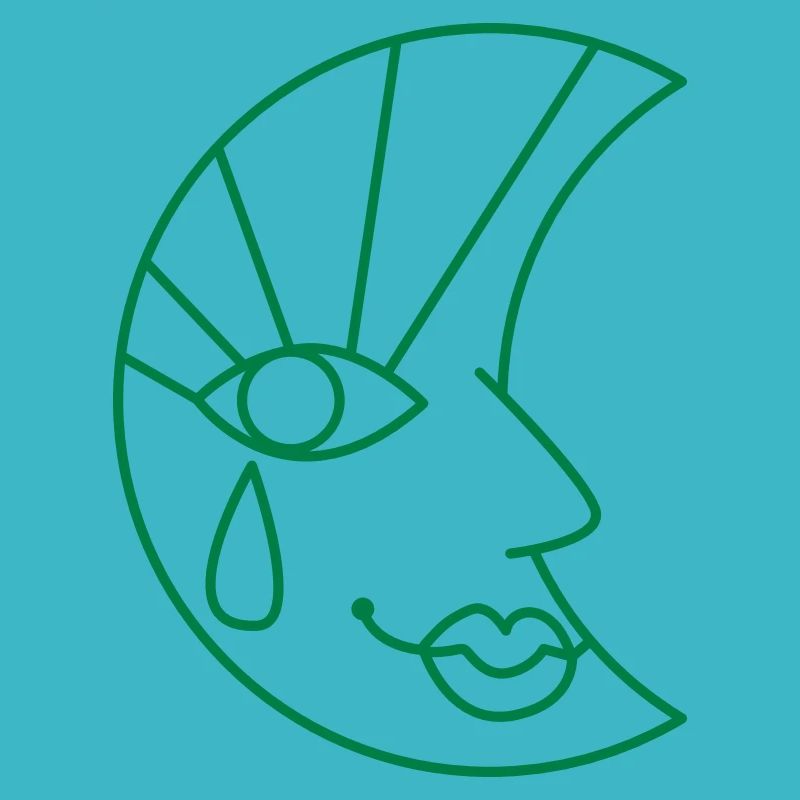 Visage de lune et goutte de larme