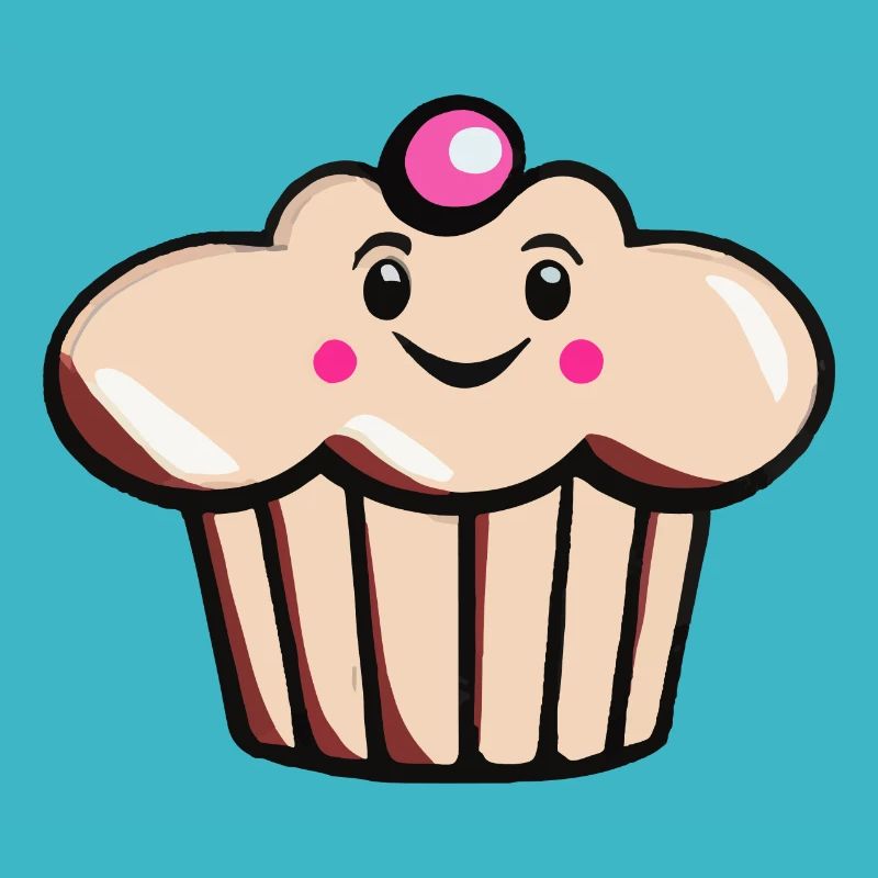 Niedlicher Muffin Cupcake mit Gesicht Vektor