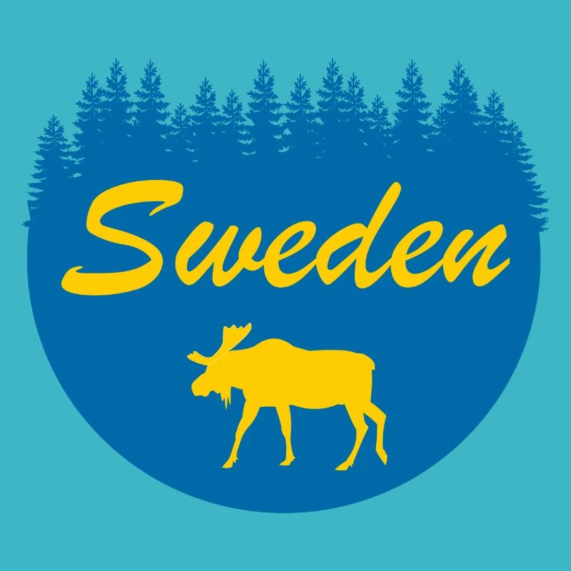 Suède Autocollants de forêt d’orignal Drapeau de la Suède Vacances