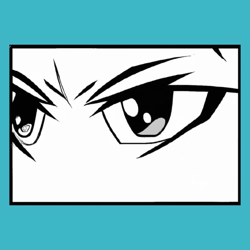 Yeux d’anime en noir et blanc