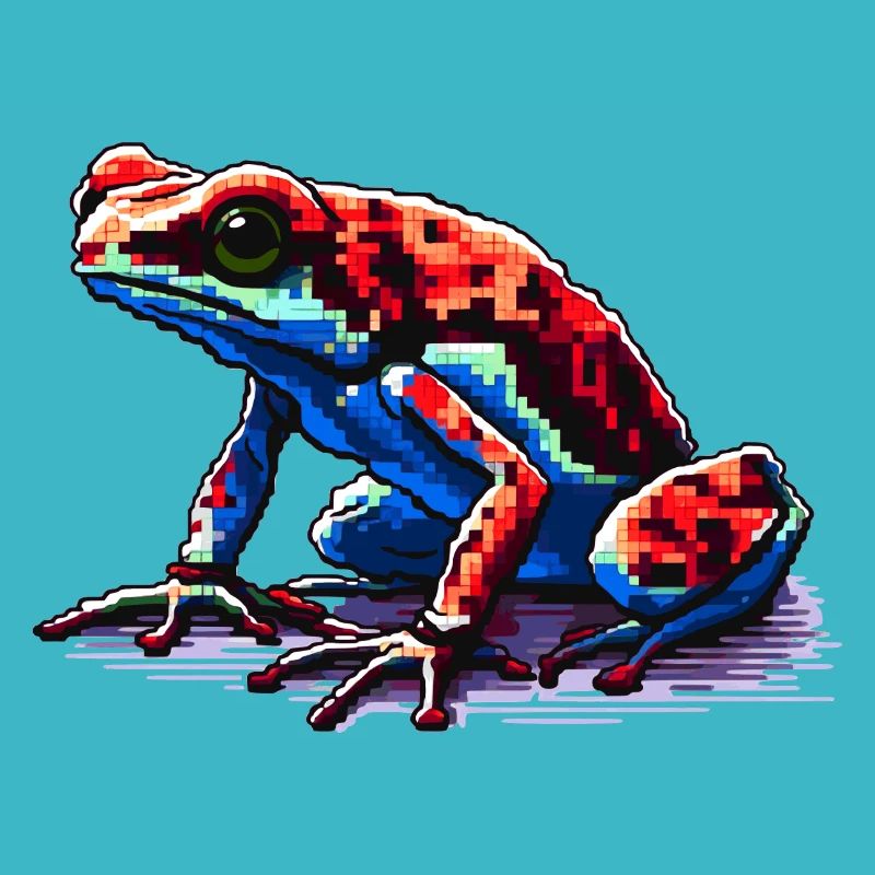 Grenouille dendrobate empoisonnée colorée en aspect pixel 8 bits
