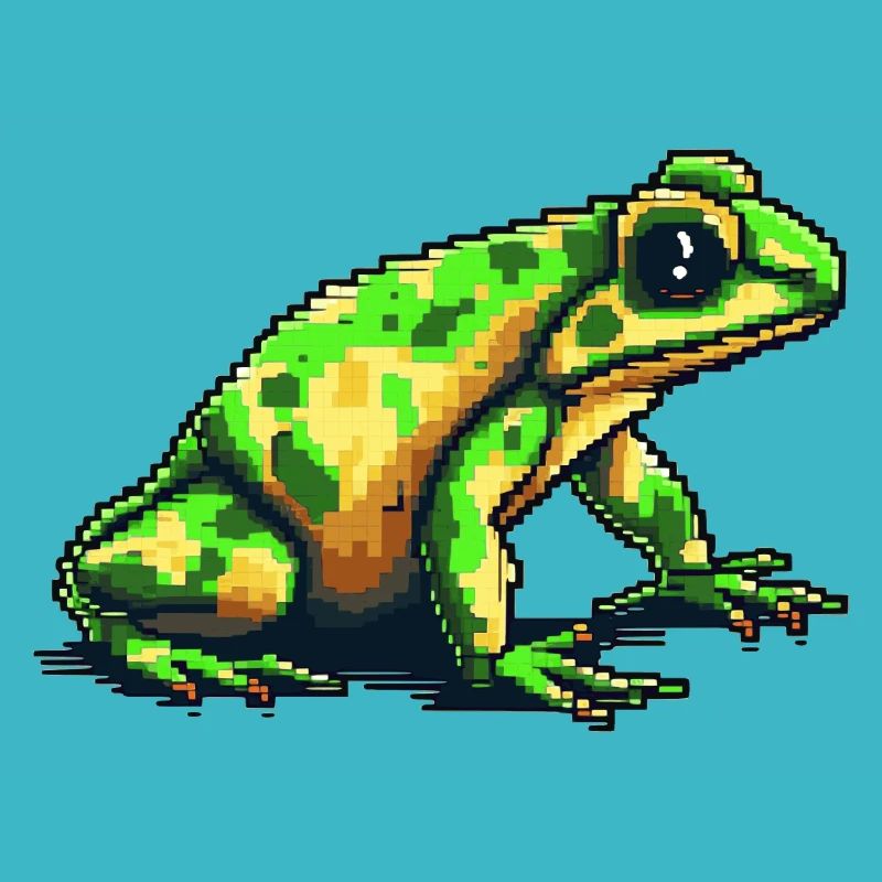 Poison dart frog in 8 bit retro pixel graphics