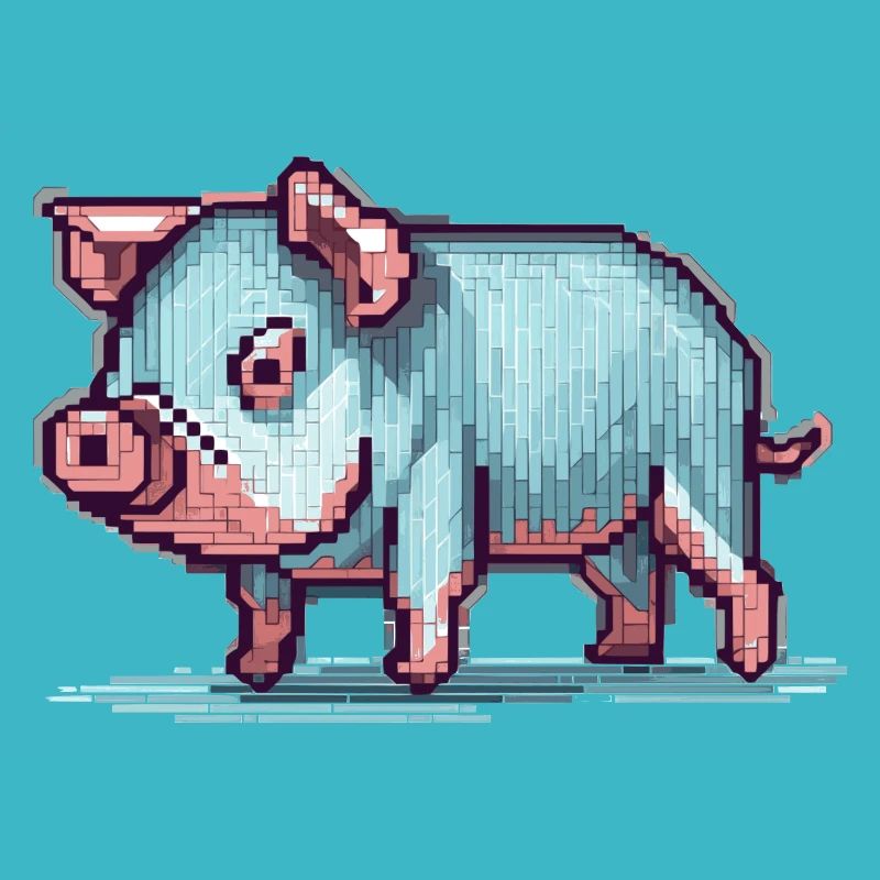 Funny pet pig designed in 8 bit pixels