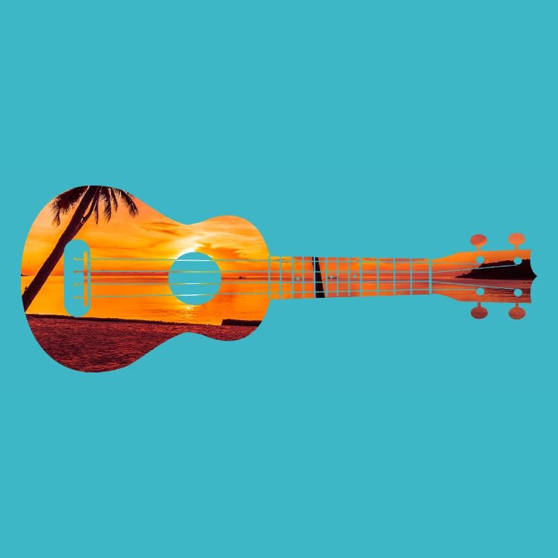 Hawaiian Ukulele Uke Beach Sunset
