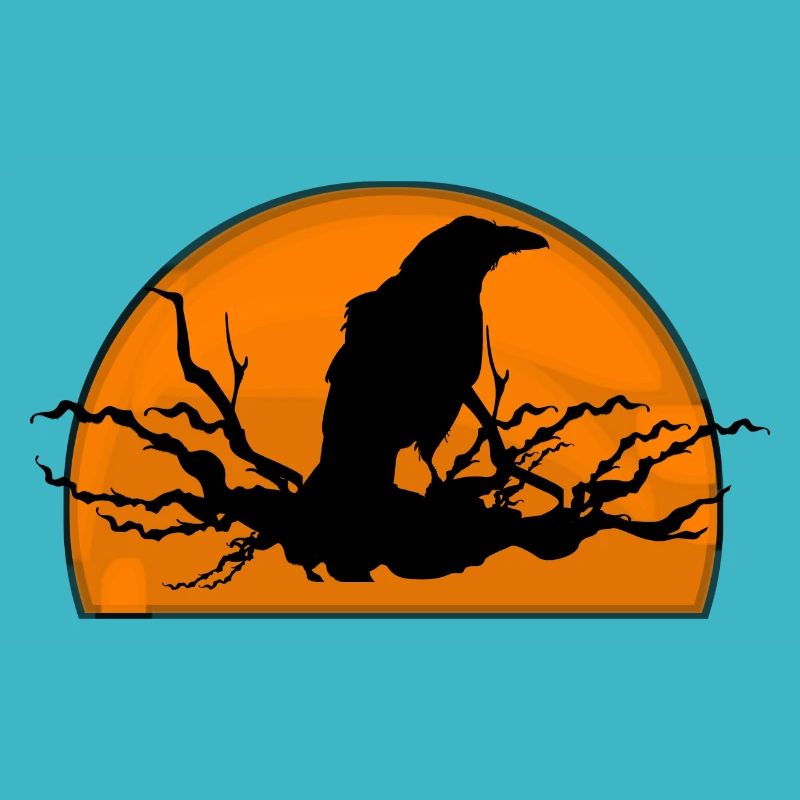 Raven in sunset