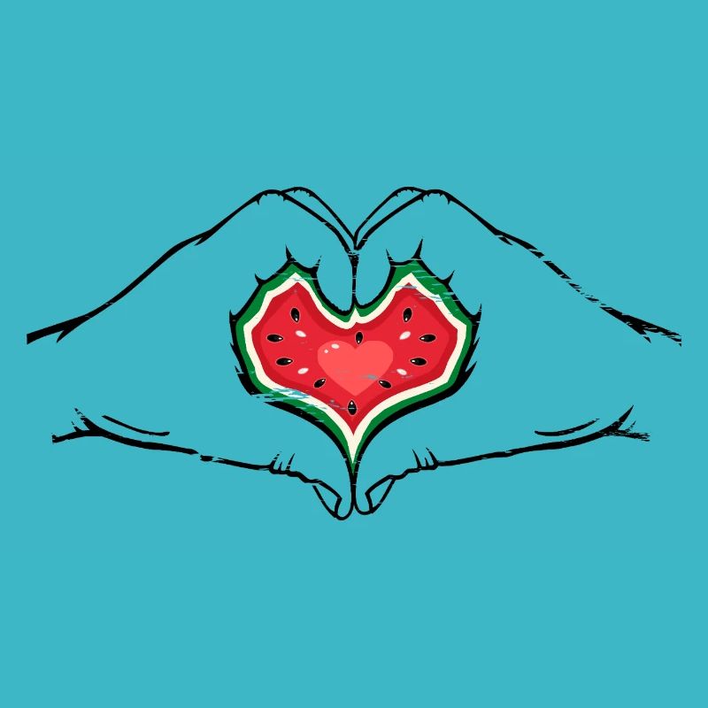 Watermelon Design Hands Heart Shape Used