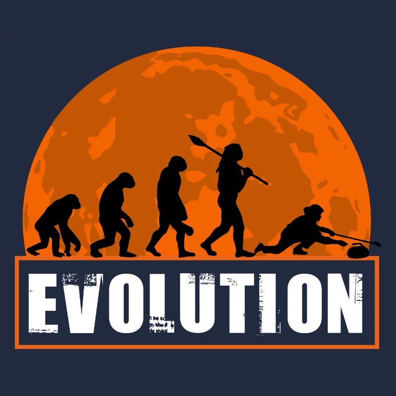 Curling Evolution Silhouette Wintersport Humor