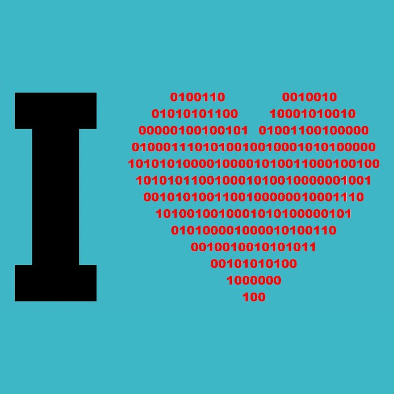 I LOVE - Binary heart - digital - black