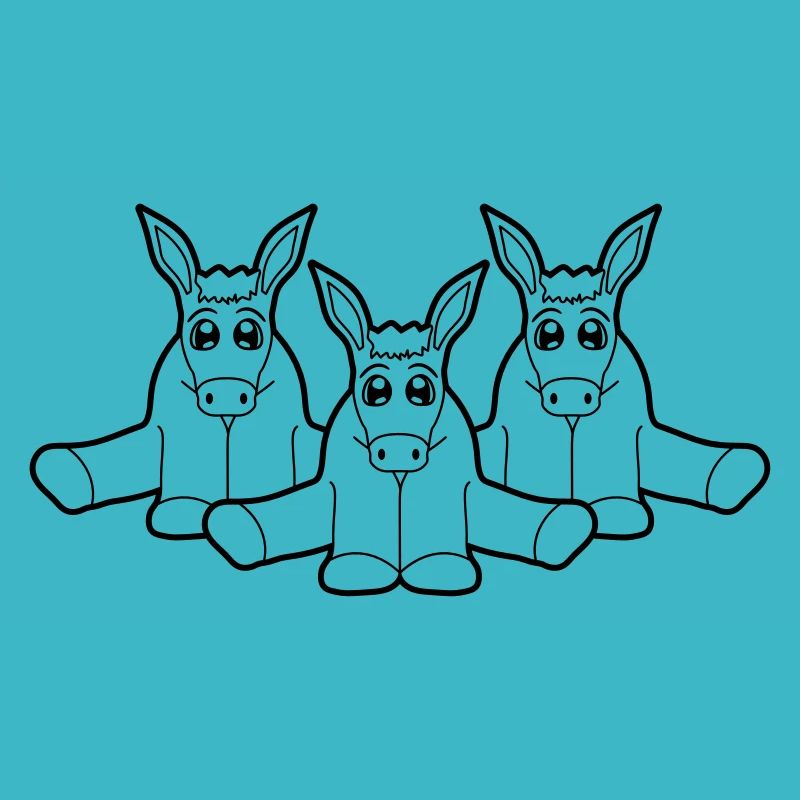 3 amis petit bébé mignon mignon assis âne pf