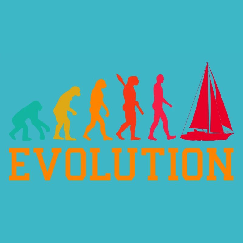 Evolution Graphic Sailboat Captain Sailing Sea Boa