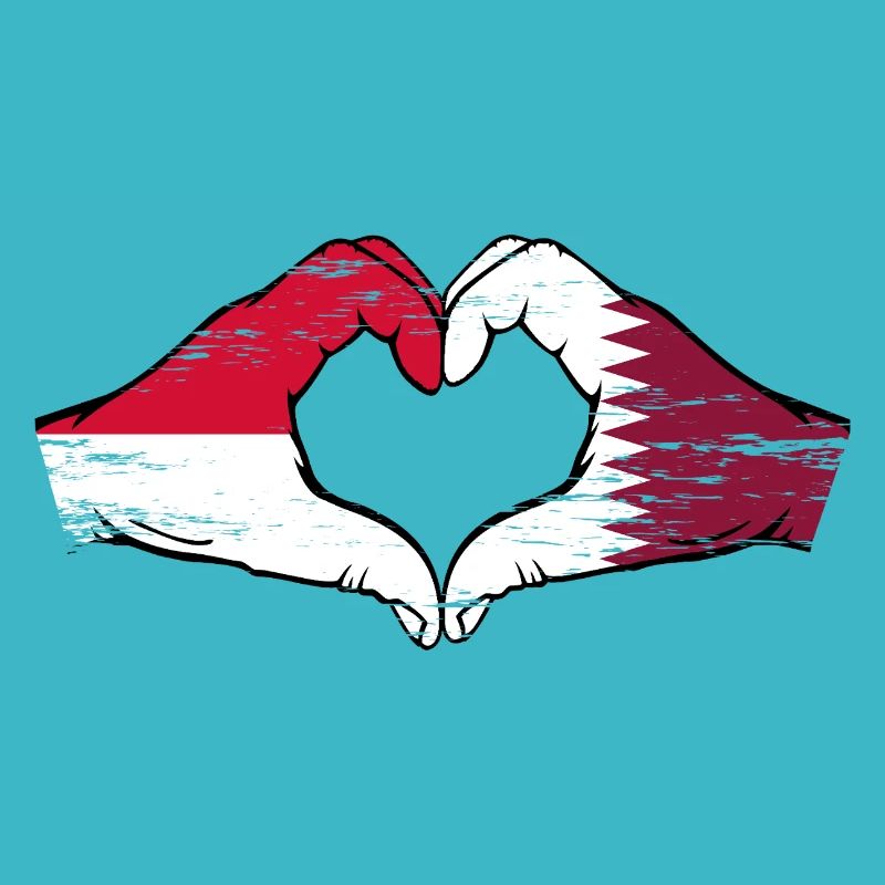 Drapeau Monaco Qatar main coeur Utilisé