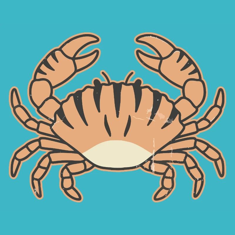Crabe stylisé à rayures tigrées