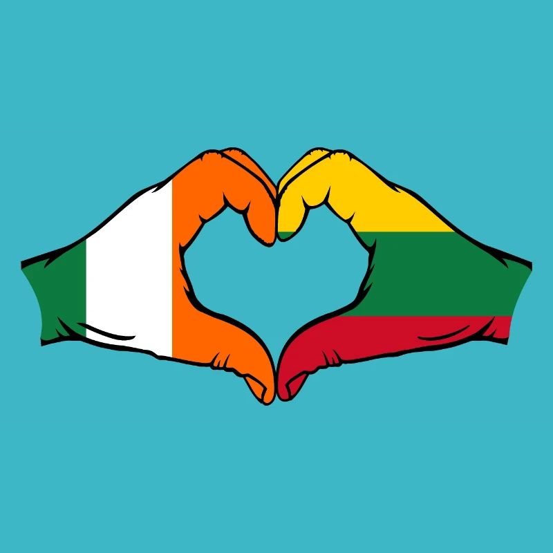 Ireland Lithuania Flag Hands Heart Shape