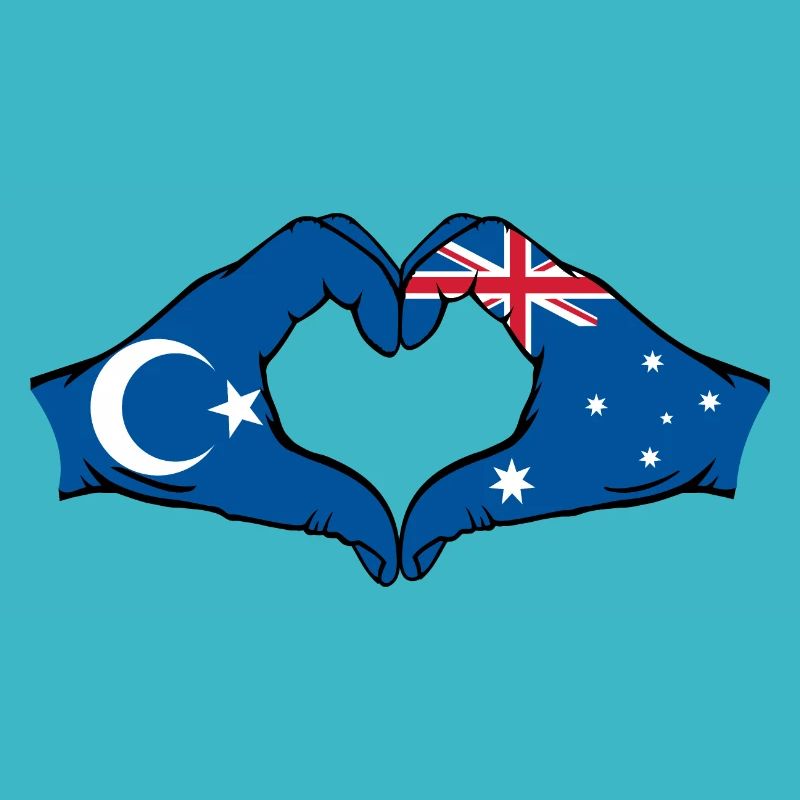 Drapeau ouïghour australien en forme de cœur