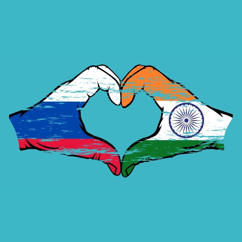 Russie Inde mains forme de coeur utilisé