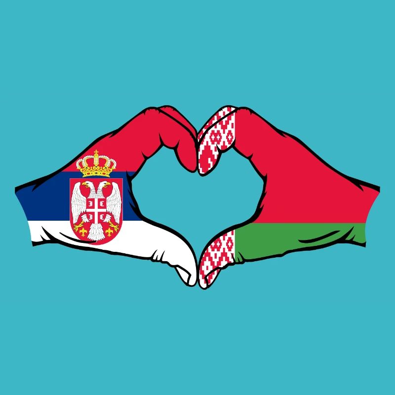 Serbien Belarus Flagge Hände Herzform