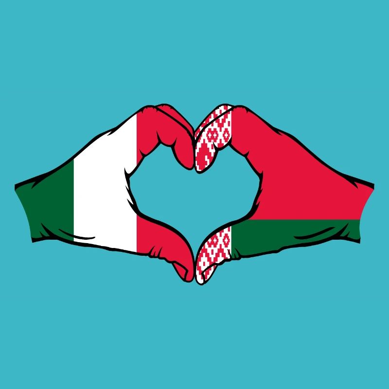 Italy Belarus Flag Hands Heart Shape