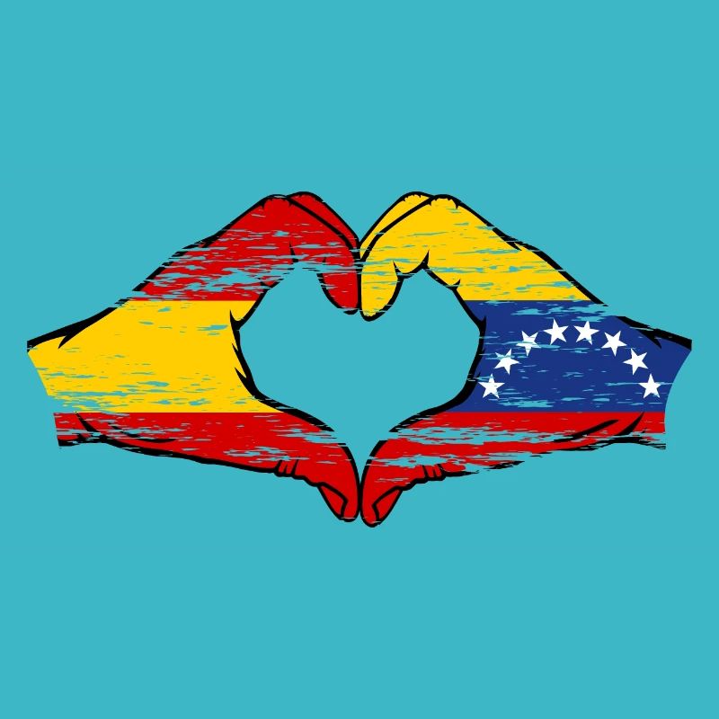 Espagne Venezuela drapeau mains forme de coeur utilisé