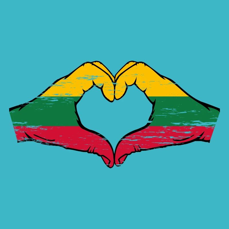 Drapeau de la Lituanie mains forme de coeur utilisé