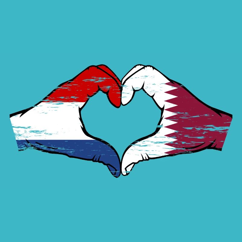 Hollande Qatar drapeau mains forme de coeur utilisé