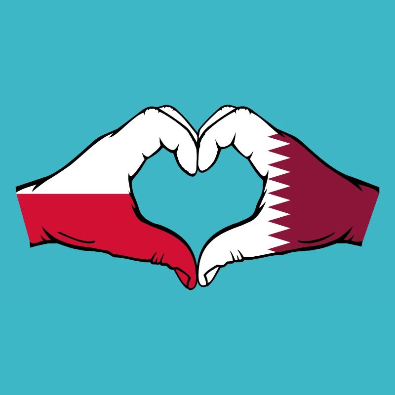 Polen Katar Flagge Hände Herzform