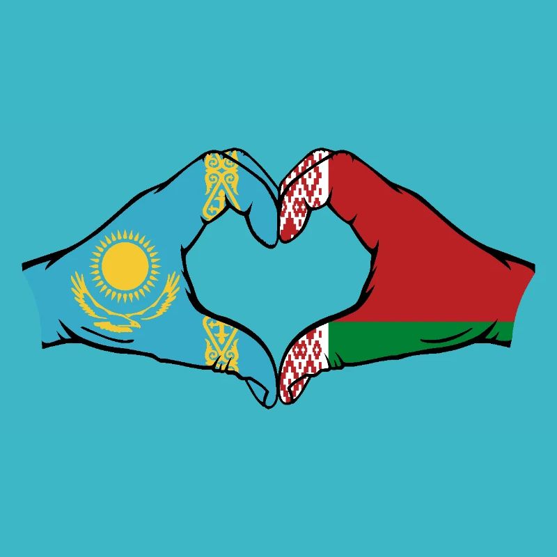 Kasachstan Belarus Flagge Hände Herzform