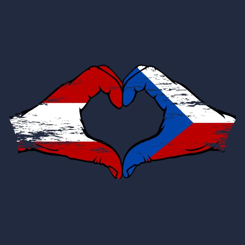 Autriche République tchèque drapeau mains coeur utilisé
