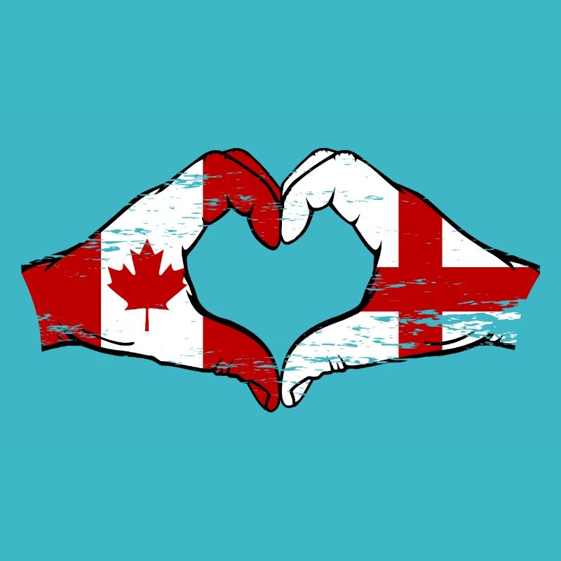 Canada England Flag Hands Heart Shape Used