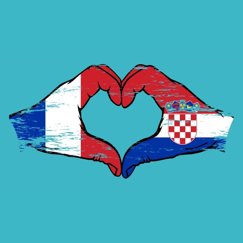 France Croatie Drapeau Mains Coeur Forme Utilisé