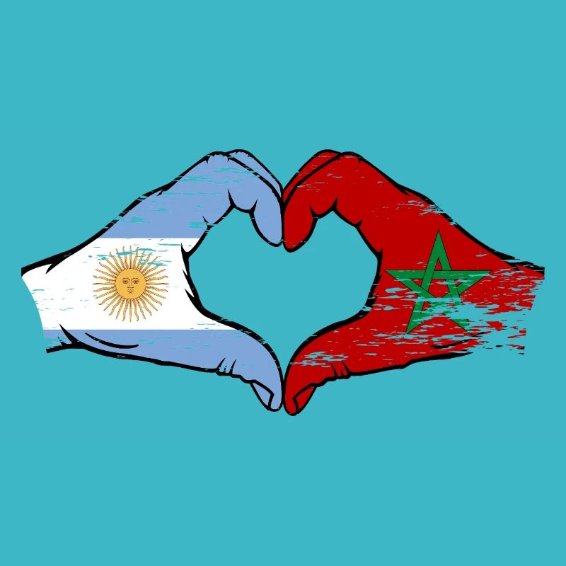 Argentine Maroc drapeau mains forme de coeur utilisé