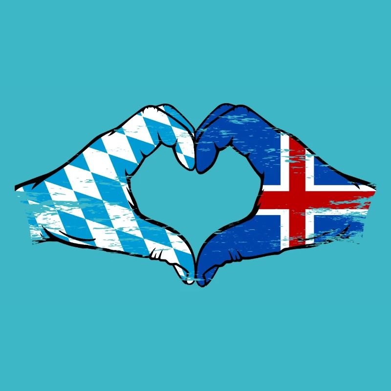 Bavière, Islande, drapeau, aiguilles, forme de coeur utilisé
