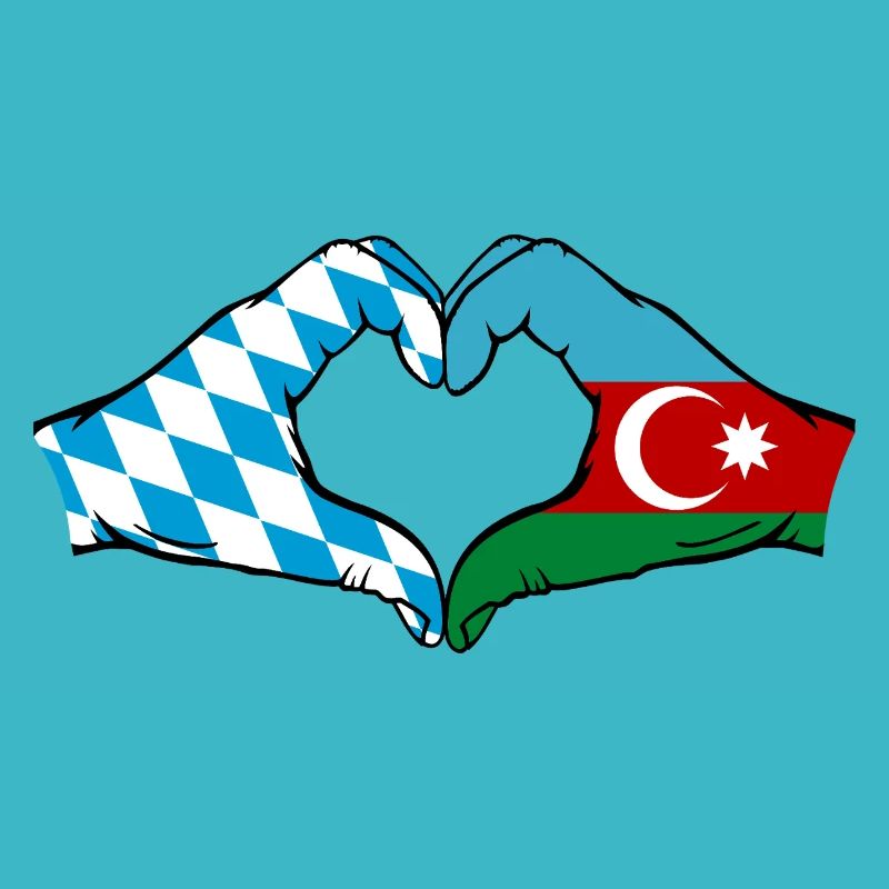 Bavière, Azerbaïdjan, Drapeau, Mains, Forme de coeur
