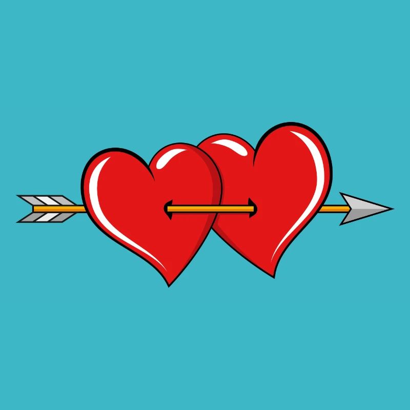 Deux coeurs avec flèche