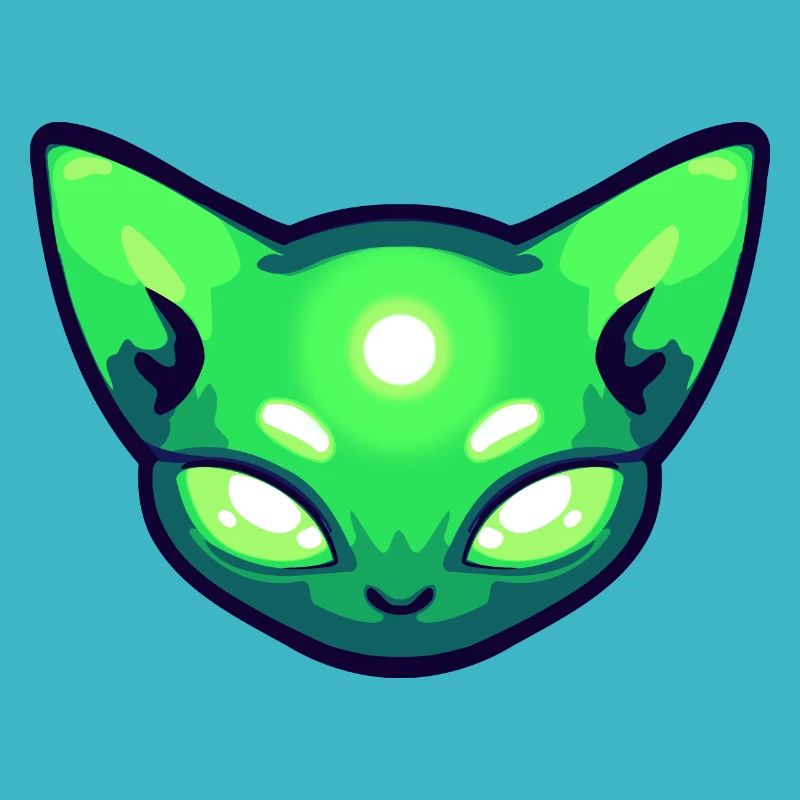 Alien Cat Cat Head Green
