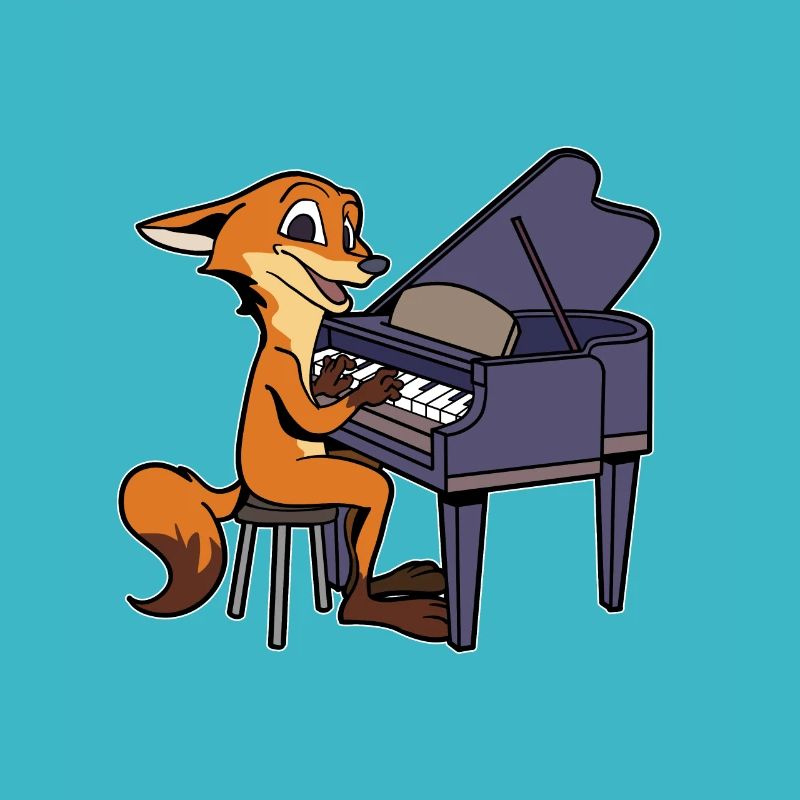 Le renard de BD joue du piano