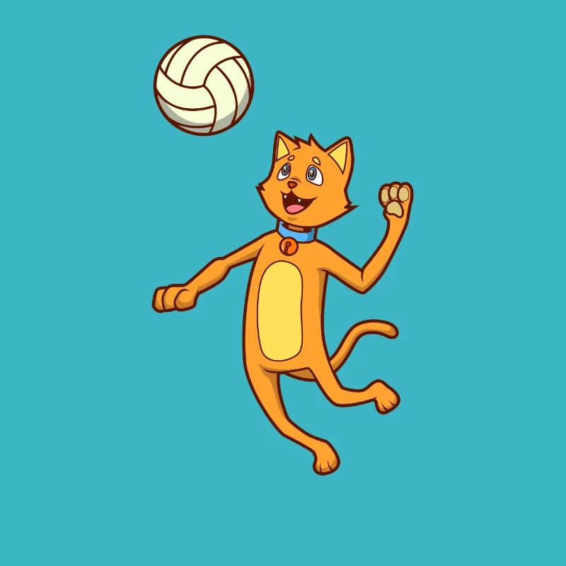 Le chat comique joue au volley-ball