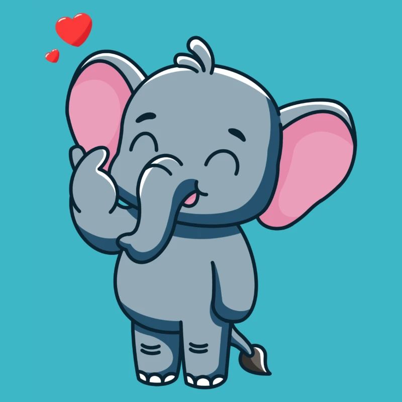 Mignon bébé éléphant avec du cœur