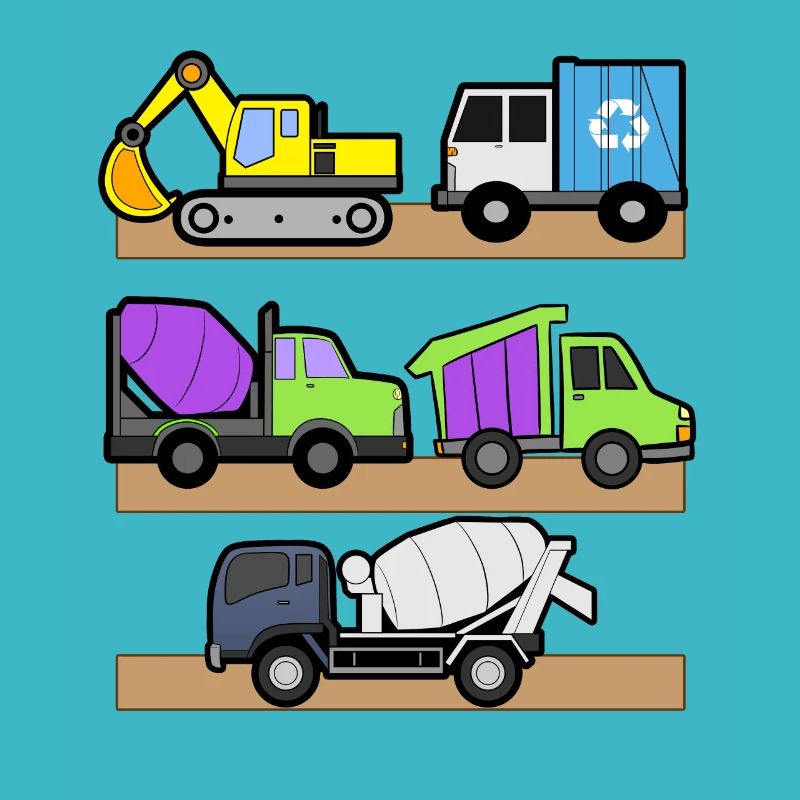 Excavatrice Chantier de construction Ouvrier de construction Camion de construction I Cadeau