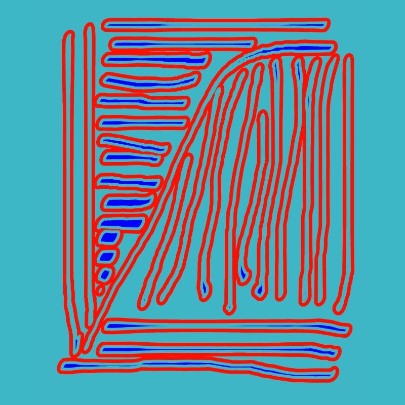 kaligraphy drawing blue red