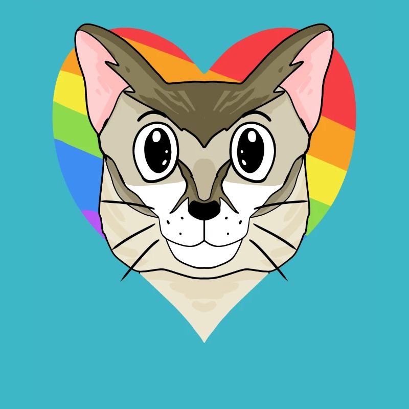 Singapura Katze - Regenbogen Herz