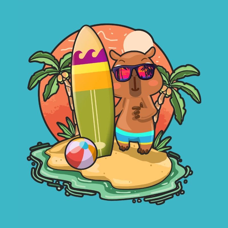 Drôle Capybara Surf Lovers Cool Planche de surf Surf