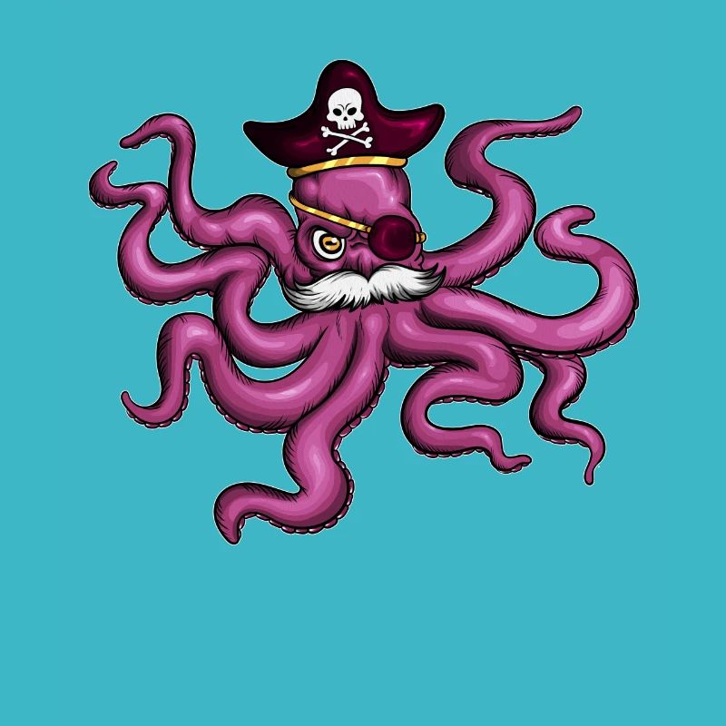 Octopus Pirate Pirate Hat Eye Patch Moustache