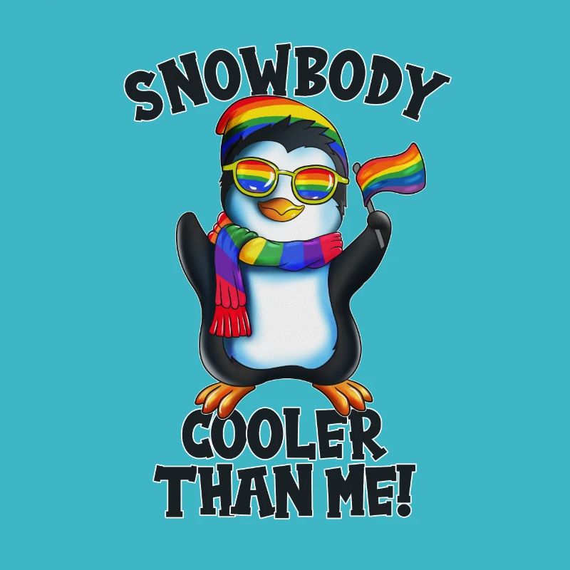 Pingouin drapeau arc-en-ciel avec écharpe Dicton cool