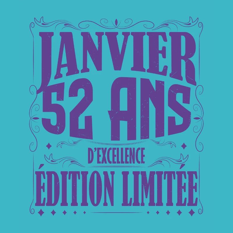 Janvier 52 ans. Cadeau 52 ans janvier anniversaire