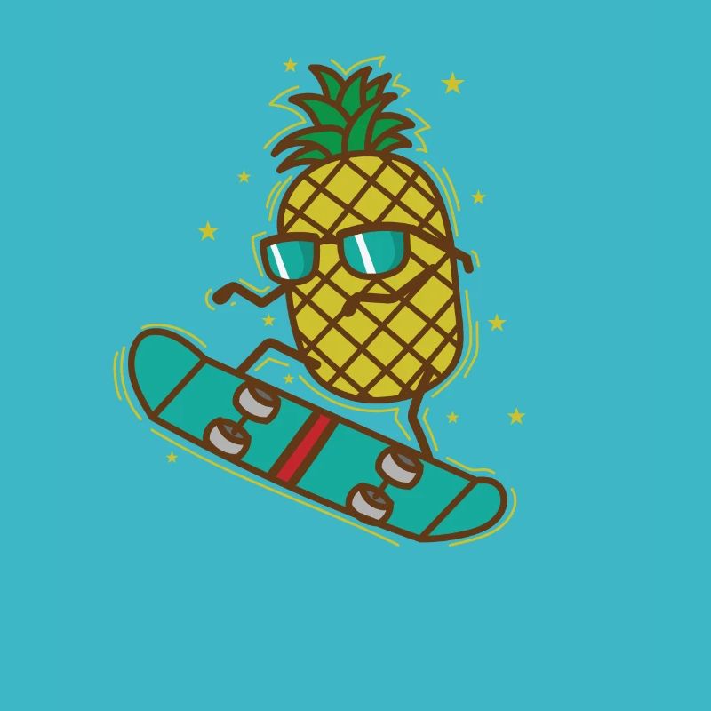 Pineapple riding sweet fruit with skateboard