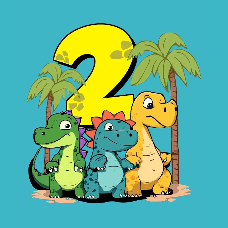 Cute Dinosaurs I'm 2 dino birthday