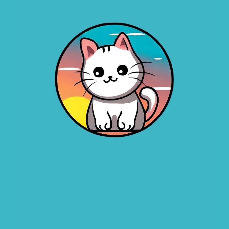 Mignon chat Coucher de soleil design blanc