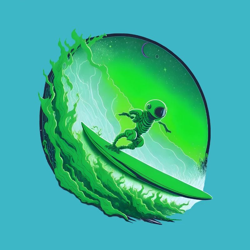 Galactic Green Alien Surfer